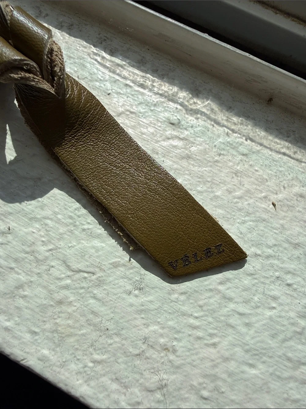 Olive Green Leather Knot Keyring